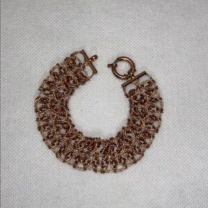 NWOT Rose Gold Plated Sterling Silver Textured Rings Custom Closure Bracelet